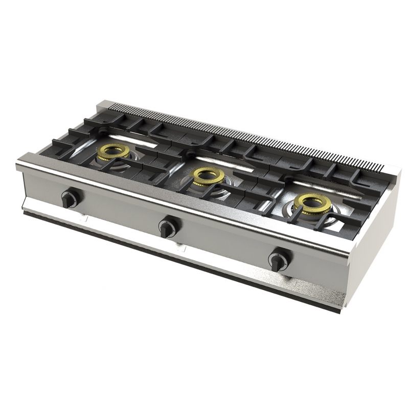 ▷ Cocina a gas encimera con 3 fuegos pilotos de 7 KW cada uno