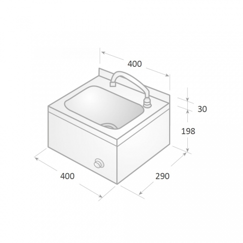 Medidas Lavamanos Industrial INOX de rodilla