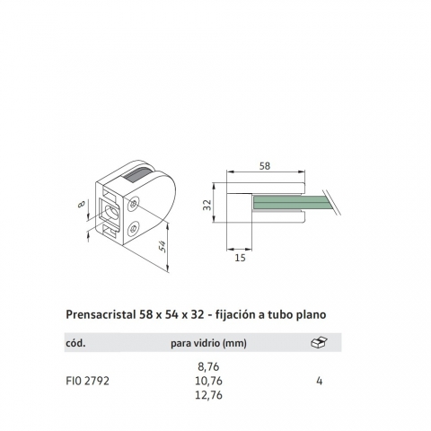 Medidas Pinzas para Vidrio