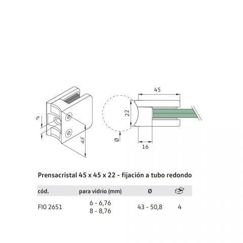 Medidas Soporte para Cristal Vertical