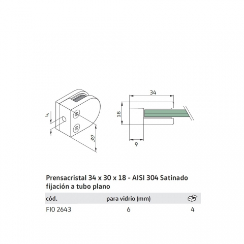 Medidas Pinza Acero Inoxidable para Cristal