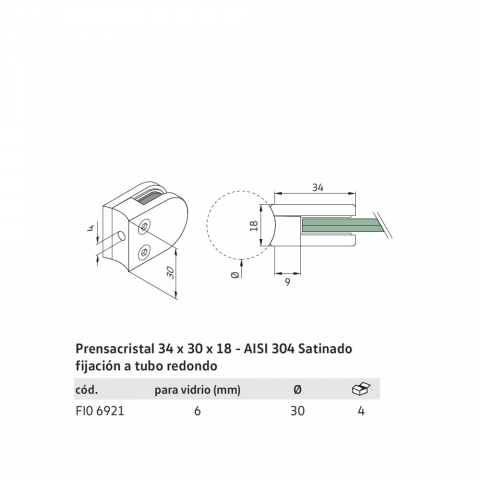 Medidas Pinza Acero Inoxidable para Vidrio