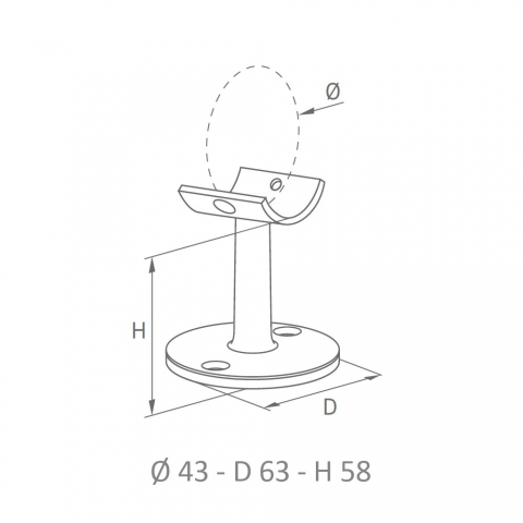 Medidas Soporte de acero inoxidable para pasamanos de tubo redondo