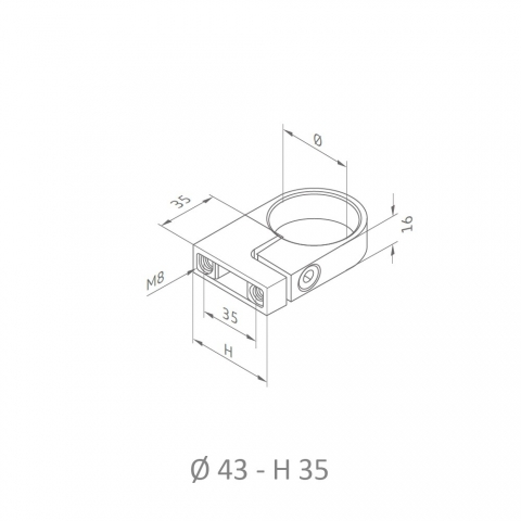 Medidas Anillo para soporte de pared para pasamanos de tubo redondo