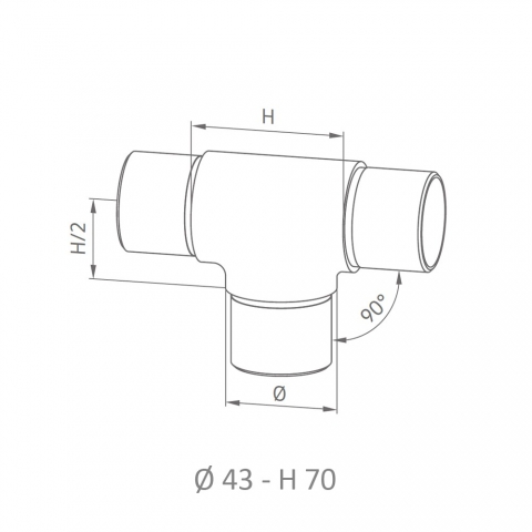 Medidas Conector pasamanos tubo redondo para 3 tubos INOX