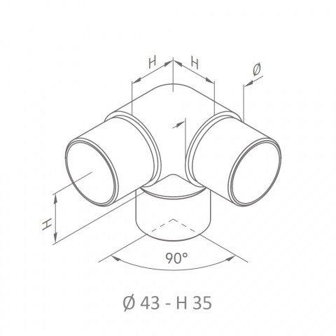 Medidas Codo tubo redondo para pasamanos INOX