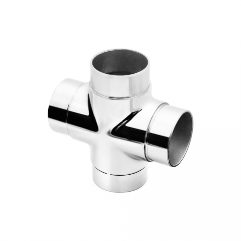 Unión para 4 tubos redondos de pasamanos en cruz Unión para 4 tubos redondos de pasamanos en cruz
