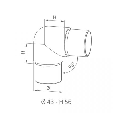 Medidas Codo INOX para pasamanos tubo redondo