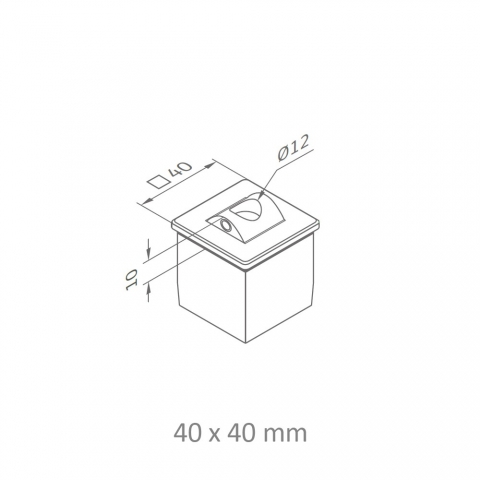 Medidas Conector tubo cuadrado para soporte pasamanos