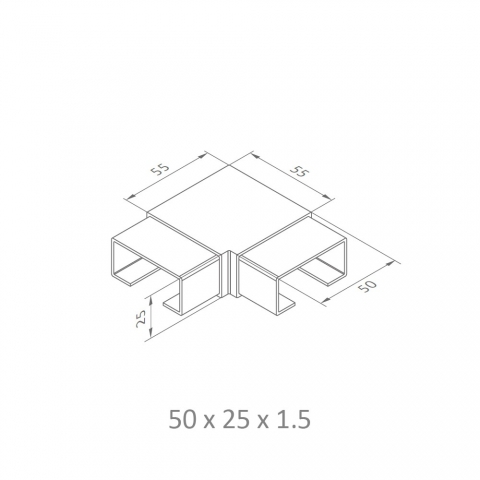 Medidas Conector de esquina para pasamanos rectangular