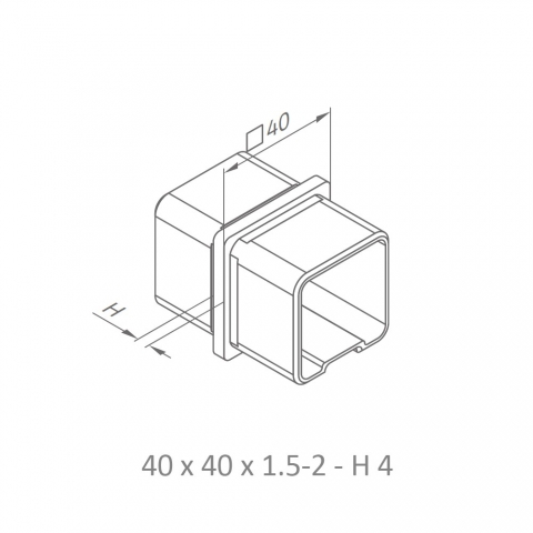 Medidas Conector tubo cuadrado para Pasamanos INOX