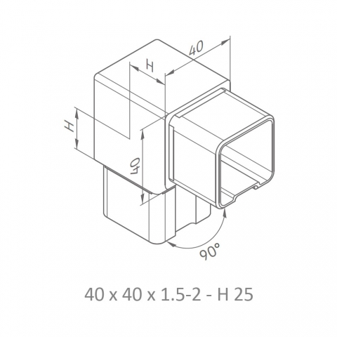 Medidas Codo tubo cuadrado para Pasamanos INOX