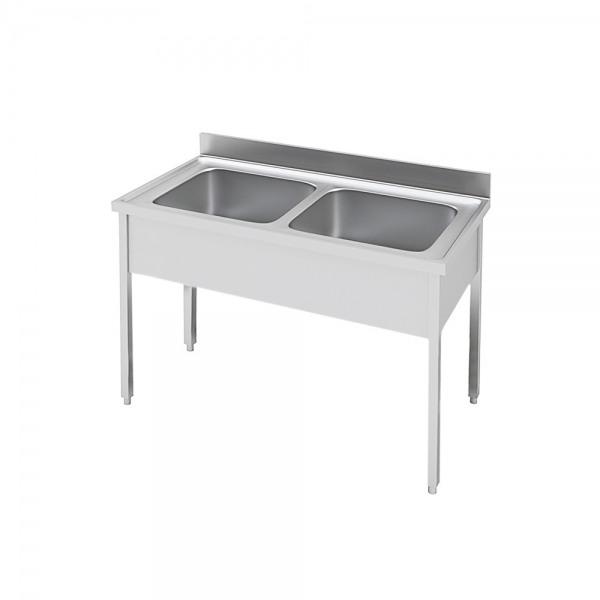 Mueble fregadero para hostelería de dos senos industrial
