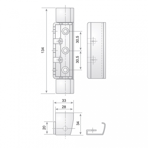 Medidas Bisagra puerta muebles frigoríficos