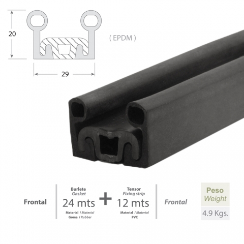 Burlete puerta corredera industrial -50ºC Mod. 2310