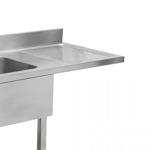 Fregadero industrial inox con mueble, puertas, 1 cubeta y escurridor 700