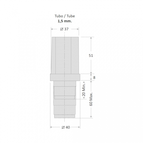 Medidas Pata ajustable 40x40mm