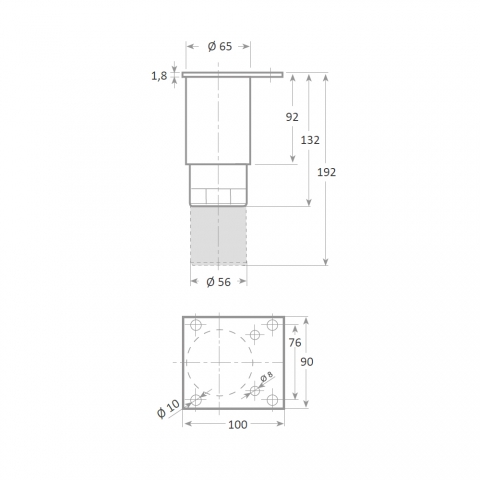 Medidas Pata mueble regulable acero inoxidable