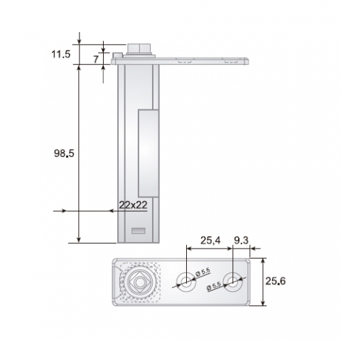 Medidas Bisagra para Puerta de Refrigerador Hostelería TRS-1-CD-B