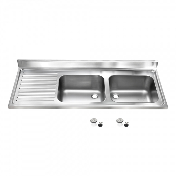 Fregadero doble seno con escurridor de acero inox