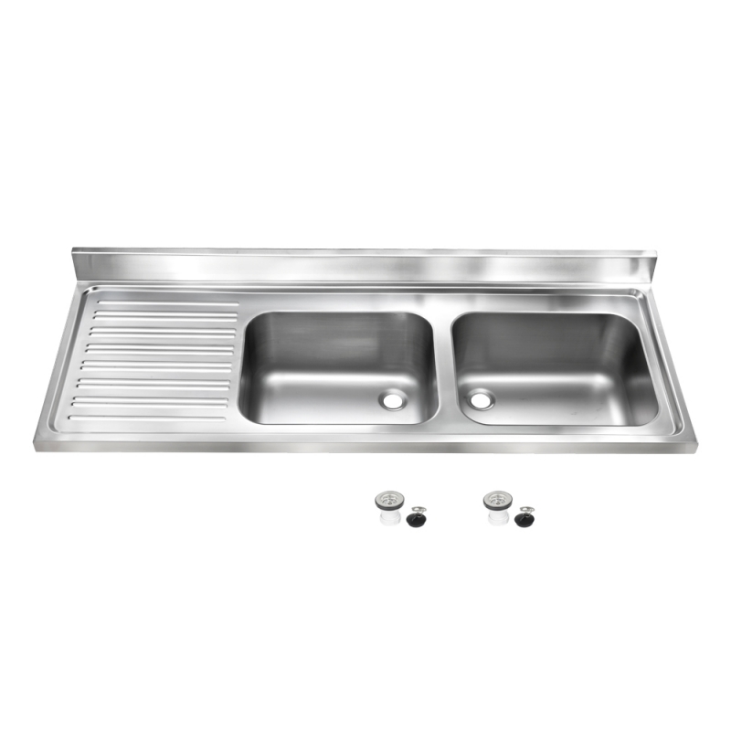 Fregadero doble con escurridor acero inox