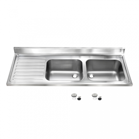 Fregadero doble con escurridor acero inox