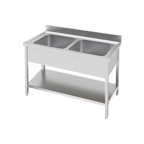 Fregadero Doble Seno Industrial para Hostelería INOX