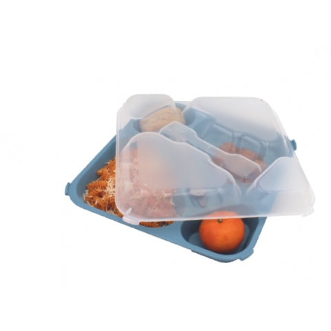 Bandeja 5 compartimentos para colectividades con tapa