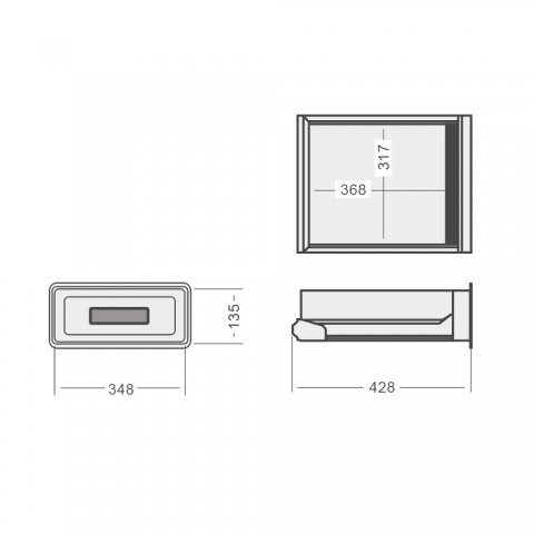 Medidas Cajón con Picamarro para Muebles de Café