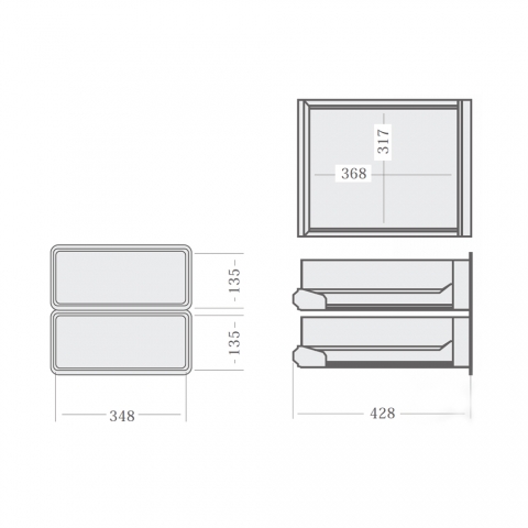 Medidas Cajón INOX Doble para Mueble de Cocina Profesional