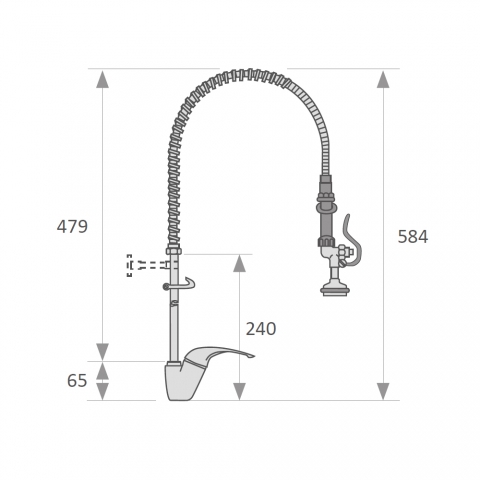 Medidas Grifo Cocina Hostelería Monomando TS-2M MINI