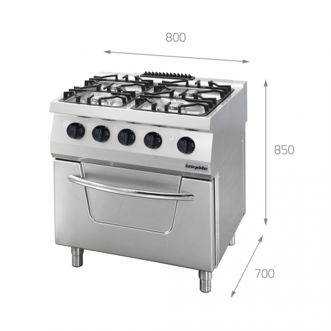 Medidas Cocinas de Gas Industriales con Horno de Hostelería