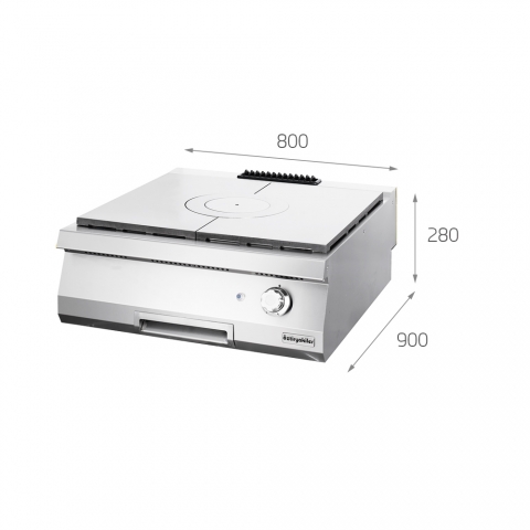 Medidas Placa Radiante Cocina a Gas de Sobremesa para Hostelería