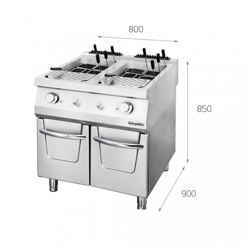 Medidas Cocedor de pasta industrial a gas