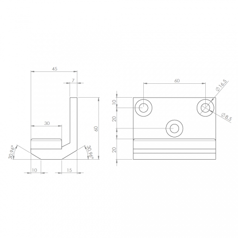 Medidas Tope sistema puerta corredera