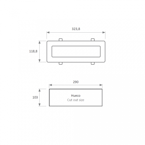 Medidas LED Campana Cocina Profesional de Hostelería LCE-323