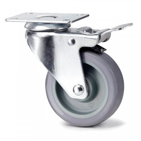 Rueda de caucho con estructura de acero inoxidable 100 mm