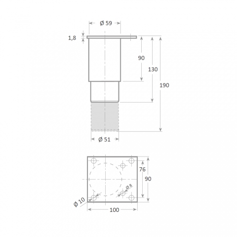 Medidas Patas Regulables Acero INOX