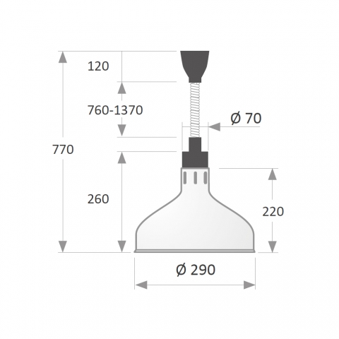 Medidas Lámpara Calentadora Industrial