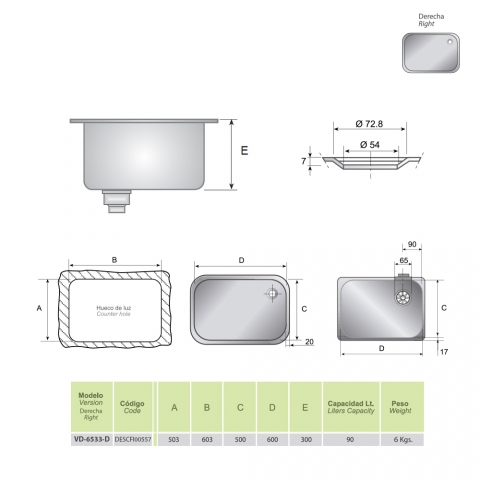 Seno Fregadero INOX