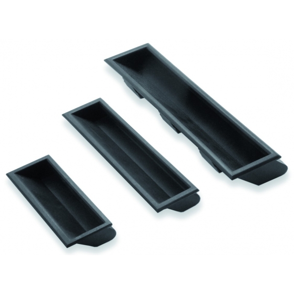 Tirador en plástico negro para empotrar