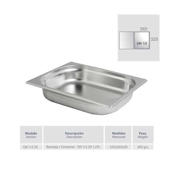 Bandeja GASTRONORM 1/2
