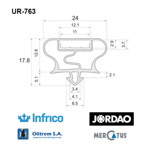 Medidas Gomas para Puertas de Frigoríficos UR-763