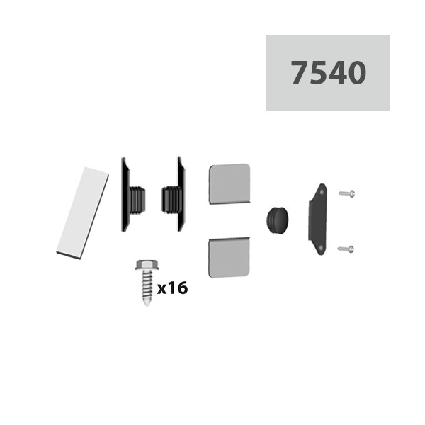 Tapas y tornillería de guías para sistema de guiado de pared 7540
