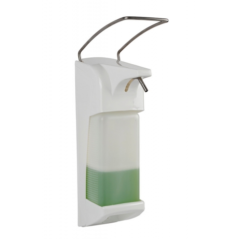 Dispensador de jabón manual en plástico de color blanco